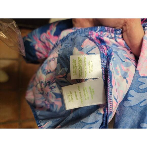 Lilly Pulitzer Girls Sleeveless Alessia Floral Dress Childs XL Blue Pink - Picture 4 of 6